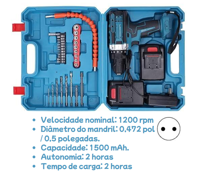 Jogo de furadeira elétrica de mão