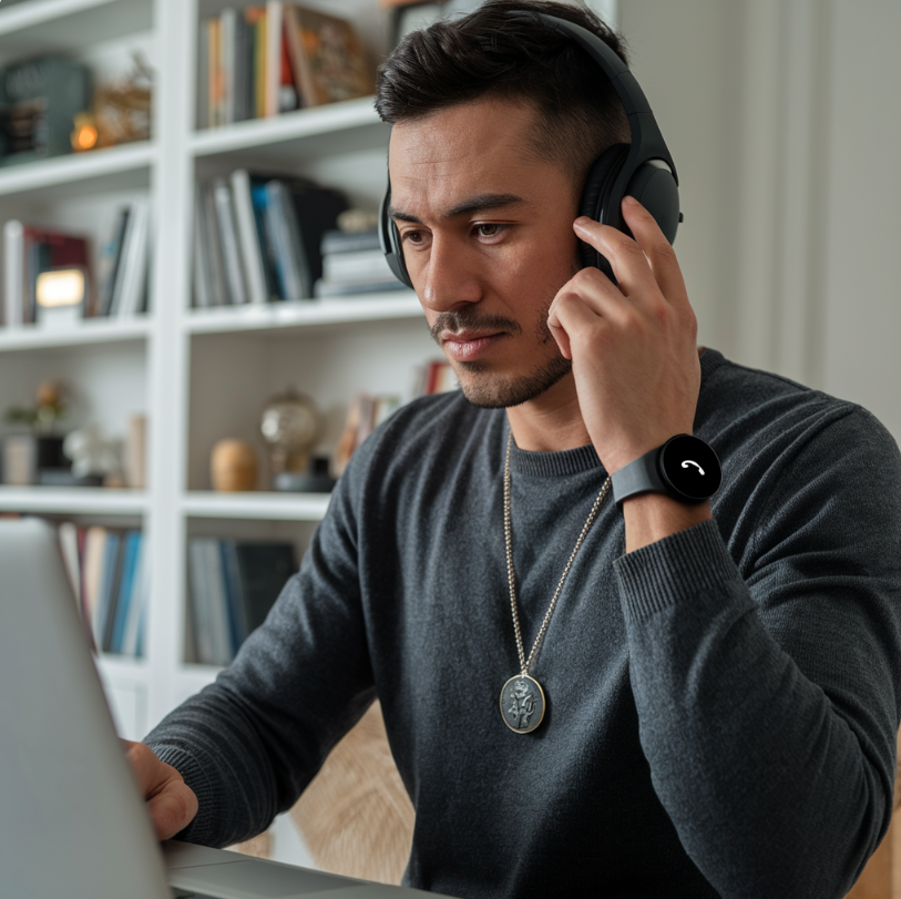 Smartwatch para Homem + Auriculares Bluetooth